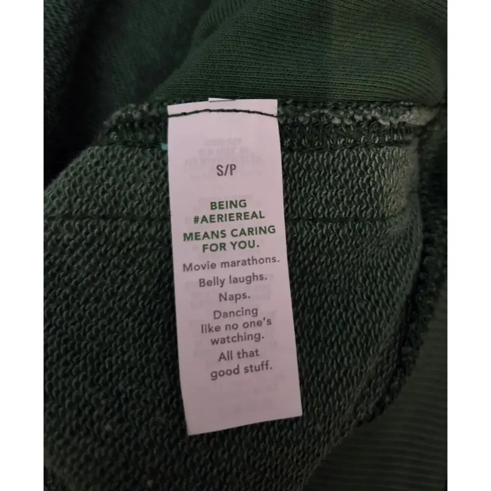 Aerie American Eagle Olive Green Oversized Cotton Sweater Sweatshirt Sz S Small - Picture 7 of 7